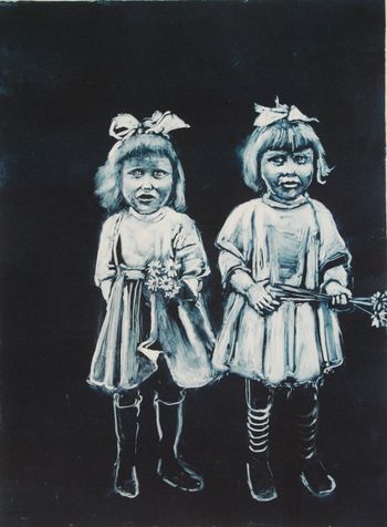 Sisters II 2023 Monotype Unique proof 18" X 24" image size  $1500 framed
