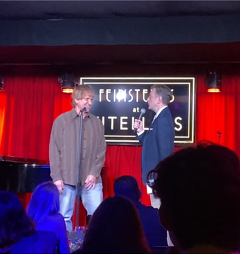 Johnny Schaefer and Jim Caruso onstage at Feinstein's at Vitelo's for Cast Party
