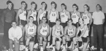 1970 Varsity Basketball Team That's me, kneeling row, far right with face scratched off. (My Life Before)
