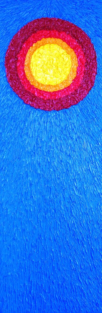 Red Sun on Blue, 12" x 36", oil on canvas, $250
