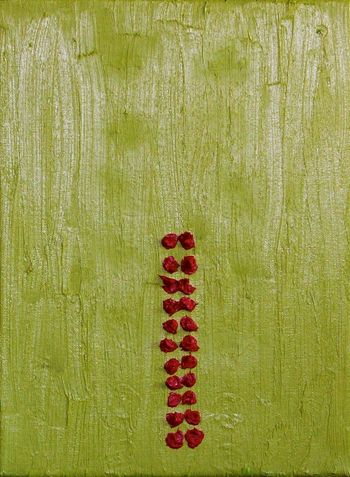 Primitive Work, Green w/ Red Dots, oil on Russian linen, 12" x 16", 2007, $250
