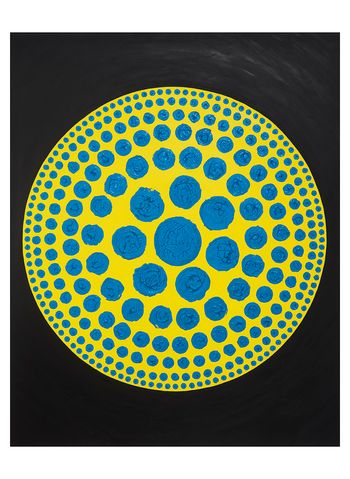 Blue Circles on Yellow  48"x60" Oil on canvas
