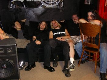 Hanging out at rhe rehearsal studio From L-R: Eric, Dave, Mauricio, Roger, John
