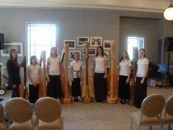 With my harp students on Curb Education Day at the Schermerhorn.
