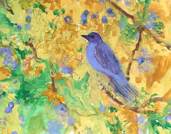 Bird Indigo by Lee Jaworek 8.5 x 11 Acrylic on Paper
