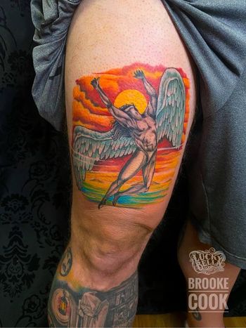Led Zeppelin Album Art Tattoo by Brooke Cook at Lucky Bella Tattoos
