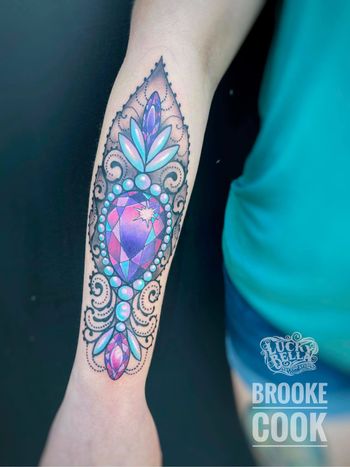 Jewel Arm Cuff by Brooke Cook at Lucky Bella Tattoos in North Little Rock, AR
