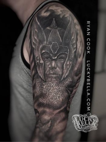 Odin Portraitby Ryan Cook at Lucky Bella Tattoos in North Little Rock, Arkansas
