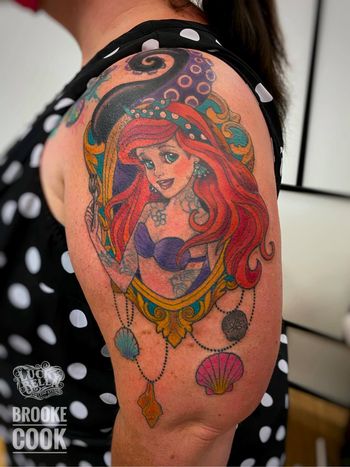 Tattooed Ariel Tattoo by Brooke Cook at Lucky Bella Tattoos in North Little Rock, AR

