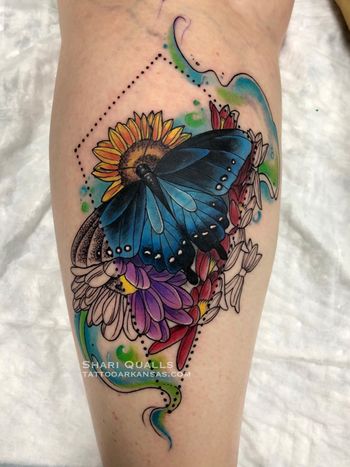Butterfly and Flower Tattoo by Shari Qualls at Lucky Bella Tattoos in North Little Rock, Arkansas
