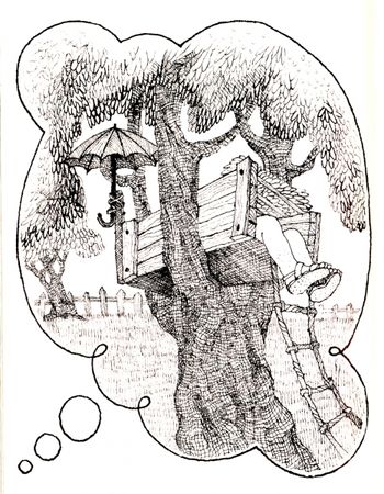 Illustration by Carmela Tal Baron for The House in the Tree by Molly Cone From the book STORIES MY GRANDFATHER SHOULD HAVE TOLD ME edited by Deborah Brodie
