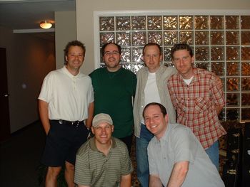 Jeff Sandstrom, John Carrozza, Pat Malone, Todd Fields, Scott Meeder Recording the Awake to the Day CD at 12 Oaks Recording Studios
