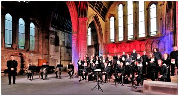 Cappella Caeciliana with Musical Director Matthew Quinn and wind and brass orchestra acknowledge a standing ovation after performing Bruckner's Mass No. 2 in E minor at the Cathedrals of Sound concert in Carlisle Memorial Church on 19/6/22. Photograph by Vincent McLaughlin
