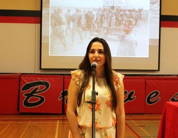 Grades 9 through 12 Chanelle sang at the Remembrance Day / Jour du souvenir ceremonies at her school É.s.p. Northern S.S. in Sturgeon Falls, Ontario performing "O Canada", "Empty Chairs at Empty Tables" from Les Misérables and (pic above *November 11, 2014) "Borderline" by Chris de Burgh.
