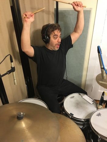 Producer Doug Kwartler in a Keith Moon moment... Hollow Body Studio - the Subourbon Road sessions
