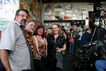 The Preacher with Cascade Blues Asscosiation President Greg Johnson (aka 'Slim Lively') and Sue, in the funky surounds of Duff's Garage. Big THANKS to Greg for taking these photos!
