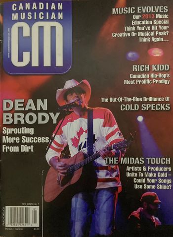 The cover of Canadian Musician, January/February 2013, for which I wrote an article.
