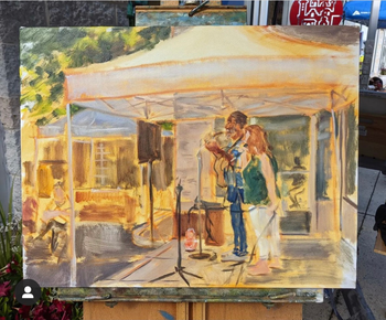 Live painting by Tom Rosenow feat Elizabeth Webb @ The [Ten Thousand Villages] Village Fair, State College PA  2021
