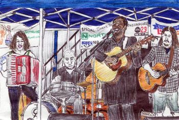 Drawing by Jim Price @ Summer's Best Music Fest, State College PA feat. Denise Strayer, Josh Troup, and Eric Burkhart
