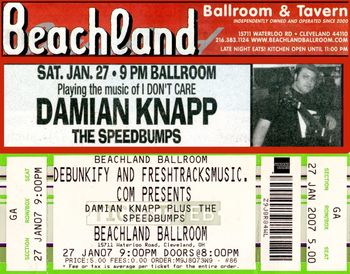 Ticket stub for when I headlined The famous Beachland Tavern in Cleveland, OH
