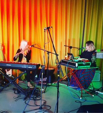 We <3 Art Gallery Gigs - Kelly (right) playing with the multi talented multi instrumentalist and loop artist Lou Woodger, as F\gurehead, at Twenty One, Southend, as part of the Leigh Folk Festival '19. Photo by Jo Overfield.
