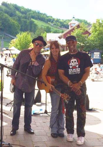 Hanging out with Richard Miron and Bambalamb Kidd at Funkengruven Festival, Blue Mountain, Aug 2014
