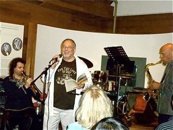 with poet George Wallace, Walt Whitman birthplace New York - Concert & Art opening. Martin jamming with poet George Wallace and Saxophone player Vernon McAuley
