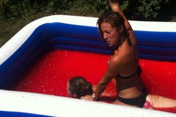 Pin your opponent for 3 seconds to win the jello wrestling round
