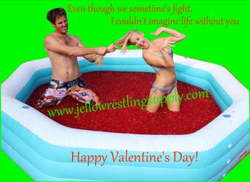 Funny Valentine's Day Jello wrestling card
