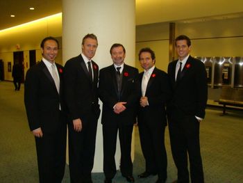 Dennis presenting a commemorative CD to The Canadian Tenors
