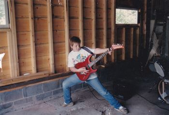 Striking my best 80's guitar hero pose while trying not to rip my Wrangler jeans!
