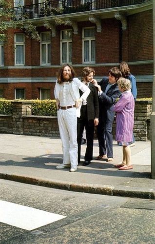 The Beatles ... waiting ... just before that famous pic!
