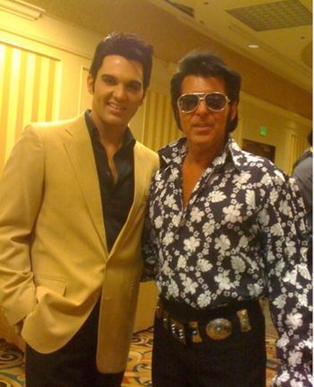 Me and Cody Slaughter in Vegas for Elvisfest 2011. This pic was taken about one month before he won the Ultimate Elvis Tribute Contest and boy did he deserve it.
