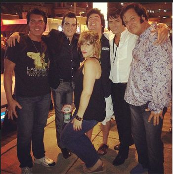 Left to right. Me , Ben Thompson, Josephine,Jesse Aron, Dean Z and Dan Barrella in front of the Hard Rock on beale street. Elvis week in memphis 2013
