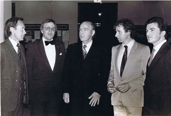 Tim Severin and Shaun Davey with President Hilary, NCH, Dublin, 1983
