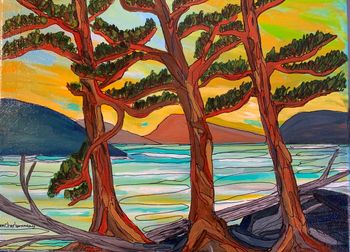 Sold...”Redpine/Lake Superior…8”x10” acrylic on canvas $125.00
