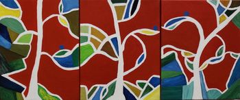 Title: "White Birch"  acrylic on 3 8"x10" canvas with painted sides This painting is sure to brighten any room where it is displayed.Painted sides ready to hang.Price $150.00 plus shipping.
