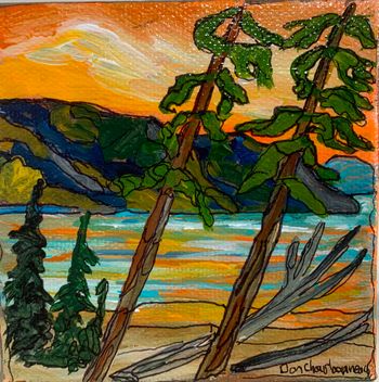 new..."Windy Day/Old Woman Bay/Lake Superior"   4"x4" acrylic on canvas...$50.00

