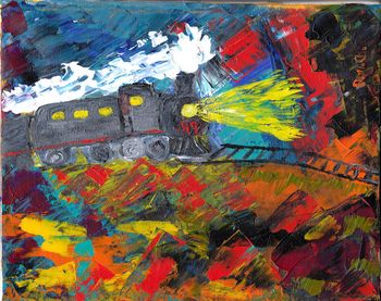 Title: Engine 49
8x10" acrylic on canvas board by 
Don Charbonneau
