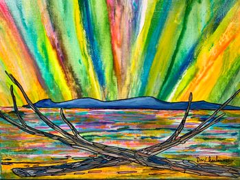 New..."Northern Lights/Sleeping Giant"...12x16" acrylic and pen on canvas...$175.00
