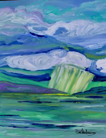 New..."Pukaskwa Sky"/Lake Superior...16''x20'' acrylic on canvas...$150.

