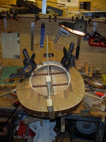 My custom Redemption resonator being built. This guitar sounds great in the studio.
