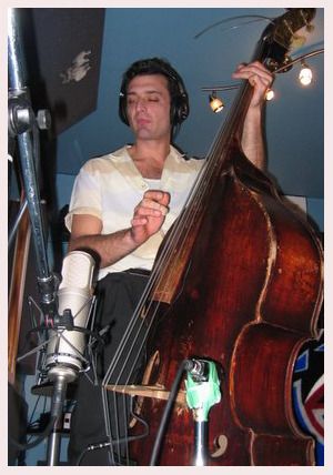 Keith laying down a bass track in the studio in Whitehorse, Yukon.
