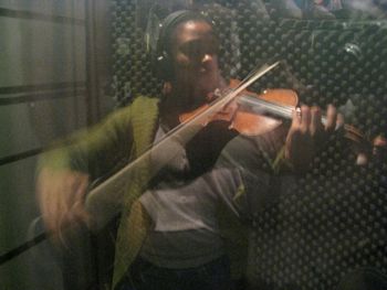 Recording violin with Crystal Brooke
