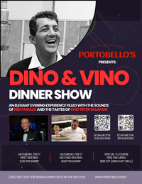 Dino & Vino featuring the sounds of Ned Fasullo and the tastes of Peter Sclafani (late dinner seating)
