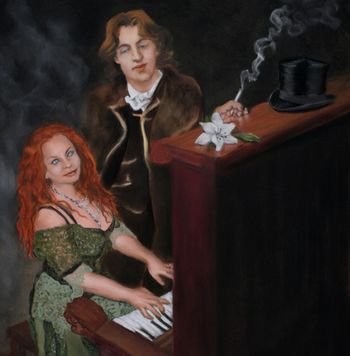 by Kelly Borsheim - find the endless joy of her excellence at borsheimarts dot com - Kelly honored me with this fabulous pastel to be the cover of Oscar Wilde's Serenade.
