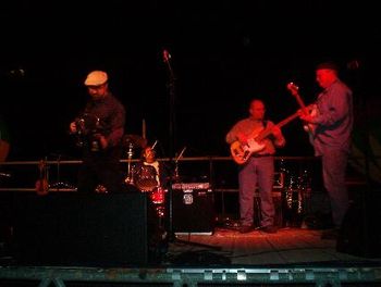 Bayou Roots in early years...Tim Dugas on Drums, Ganey Arsement on Bass, Steve Dougay Guitar (Clint is there, just can't see him!)
