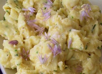Scrambled Eggs with Chives & Chive Blossoms
