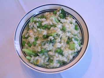 Risotto with Broccoli, Peas and Pine Nuts
