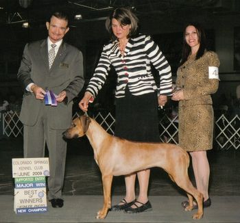 Sparta is a new champion!!! She finished with style, going Winners Bitch & Best of Winners for a 4 point major at a RRCUS supported show!!!! Thank you for the awesome handling Mary Lynne & thank you to judge Skip Herendeen for putting up Sparta. He had nothing but nice words to say about miss Sparta Mae : ) Woohoo!!
